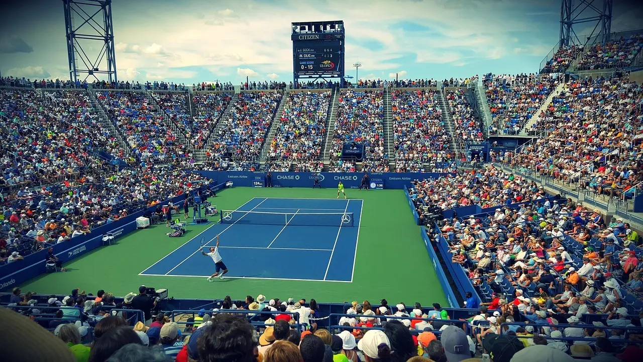 Tenniskamp på stadionbane